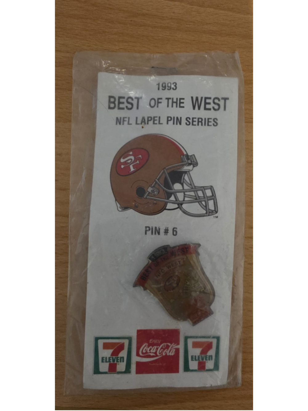 VTG 1993 Coca-Cola 7-Eleven Best of the West NFL Pin #6 San Francisco 49ers NIP